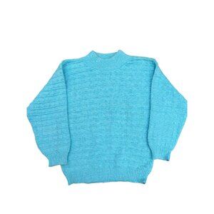 Vintage Jason Maxwell Pull Over Knit Sweater, Turquoise Blue, Made In USA Medium